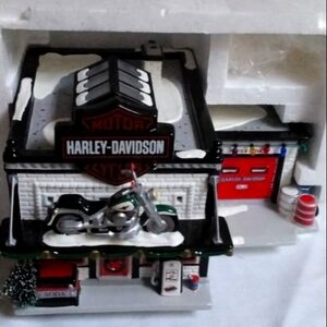 Snow Village Harley-Davidson Motorcycle Shop